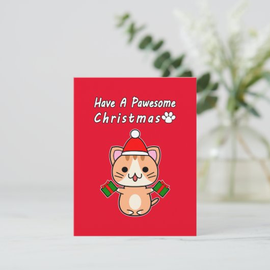 Cartes Pour Fêtes Annuelles Avoir Un Noël Pawesant - Ginger Tabby Cat (Debout devant)
