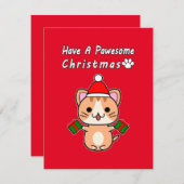Cartes Pour Fêtes Annuelles Avoir Un Noël Pawesant - Ginger Tabby Cat (Devant / Derrière)