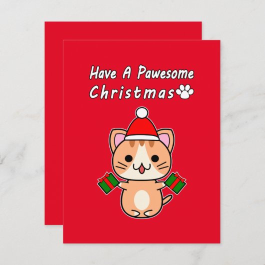 Cartes Pour Fêtes Annuelles Avoir Un Noël Pawesant - Ginger Tabby Cat (Devant / Derrière)
