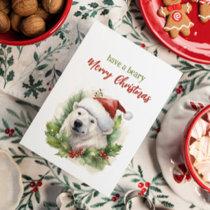 Cartes Pour Fêtes Annuelles Avoir Une Béarche Joyeux Ours Polaire De Noël Drôl