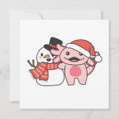 Cartes Pour Fêtes Annuelles Axolotal Avec Snowman En Hiver À Noël (Devant)