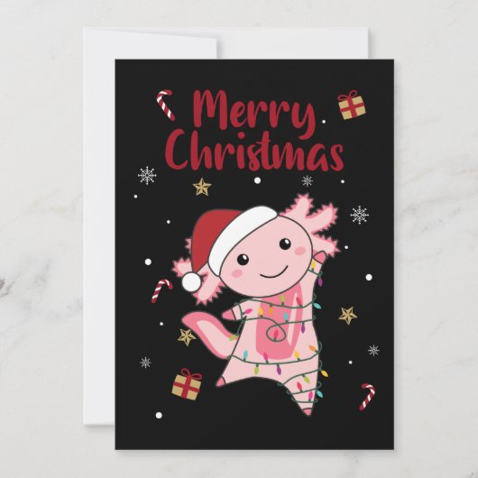 Cartes Pour Fêtes Annuelles Axolotl Joyeux Noël Animaux d'hiver Axolotls et (Devant)