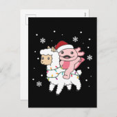 Cartes Pour Fêtes Annuelles Axolotl Llama Alpaca Noël Animaux d'hiver (Devant / Derrière)