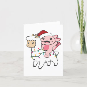 Cartes Pour Fêtes Annuelles Axolotl Llama Alpaca Noël Animaux d'hiver Holi