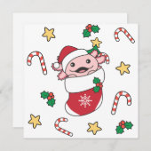Cartes Pour Fêtes Annuelles Axolotl Noël Neige Hiver Animaux Axolotls Hol (Devant / Derrière)