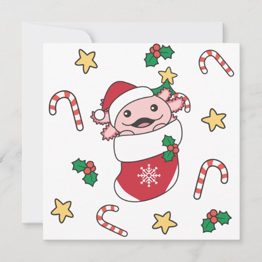 Cartes Pour Fêtes Annuelles Axolotl Noël Neige Hiver Animaux Axolotls Hol (Devant)