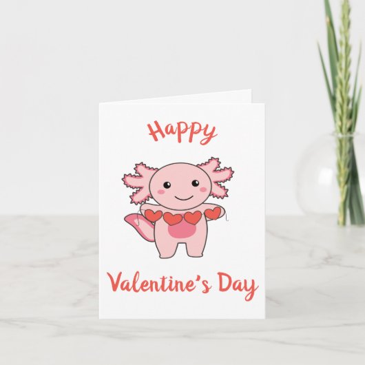 Cartes Pour Fêtes Annuelles Axolotl pour la Saint Valentin de mignons animaux  (Devant)