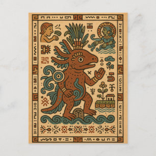 Cartes Pour Fêtes Annuelles Axolotl Teotl - Dieu des Eaux