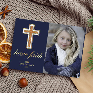 Cartes Pour Fêtes Annuelles Ayez la foi Croix religieuse Photo de Noël