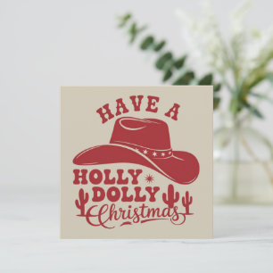 Cartes Pour Fêtes Annuelles Ayez un Noël drôle de Holly Dolly Chapeau de Cowbo