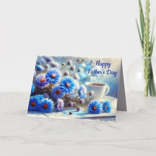 Cartes Pour Fêtes Annuelles Azure Aster Flowers Collection - Fête des pères (2 (Devant)
