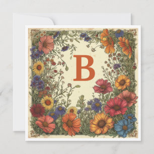 Cartes Pour Fêtes Annuelles "B" Trinidad Orange : Fleur & Monogramme