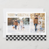 Cartes Pour Fêtes Annuelles B&W Buffalo Check Snowflakes | Joyeux Noël (Devant)