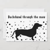 Cartes Pour Fêtes Annuelles B&W Funny | Dachshund À Travers La Neige | (Devant)