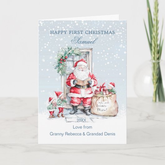 Cartes Pour Fêtes Annuelles Baby 1st Christmas Père Noël Elf's Presents (Devant)