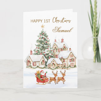 Cartes Pour Fêtes Annuelles Baby 1st Christmas Tree Santa Reindeers