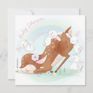 Cartes Pour Fêtes Annuelles Baby Deer et Bunnies