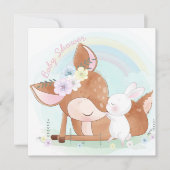 Cartes Pour Fêtes Annuelles Baby Deer et Bunny (Devant)