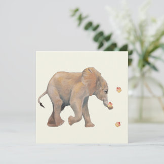 Cartes Pour Fêtes Annuelles Baby Elephant with cupcake cards Set 10