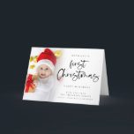 Cartes Pour Fêtes Annuelles Baby First Christmas 6 Photo Holiday Card<br><div class="desc">Baby First Christmas 6 PhotoS. Très agréable de célébrer le premier Noël de votre bébé. Un script set ludique pour le premier Noël et le reste du texte est facile à personnaliser. Remplacez les exemples de photos à l'avant et à l'intérieur par les vôtres.</div>