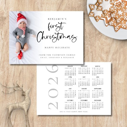 Cartes Pour Fêtes Annuelles Baby First Christmas Photo 2026 Calendar