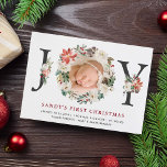 Cartes Pour Fêtes Annuelles Baby First Christmas Poinsettia Ivory Floral Photo<br><div class="desc">Envoi d'un Faire-part de naissance bébé avec cette "JOY Typography Poinsettia Floral Photo Holiday Card". Il est facile de personnaliser pour être le vôtre. (1) Pour plus de personnalisation, cliquez sur le lien "customiser plus loin" et utilisez notre outil de conception pour modifier ce modèle. (2) Si vous préférez les...</div>