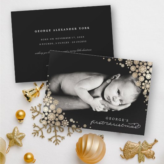 Cartes Pour Fêtes Annuelles Baby First Christmas Winter Snowflakes Photo Naiss