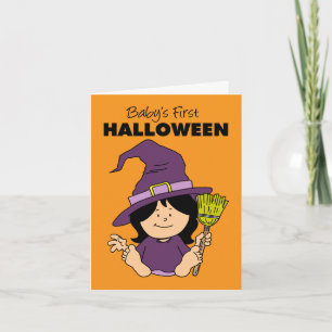 Cartes Pour Fêtes Annuelles Baby First Halloween Girl Cartoon Witch
