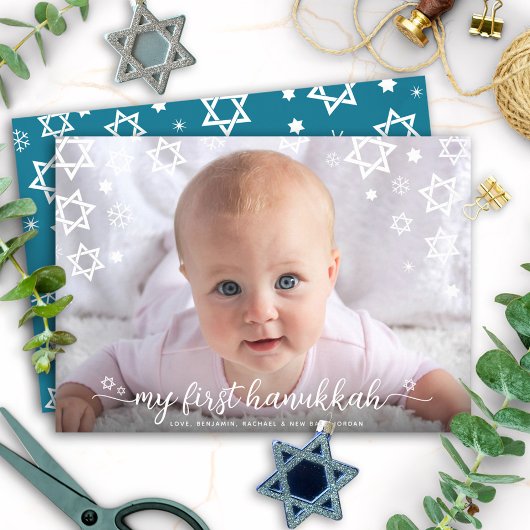 Cartes Pour Fêtes Annuelles Baby First Hanoukka Photo Star de David Script