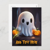 Cartes Pour Fêtes Annuelles Baby Ghost Déplaisant mignon caractère Halloween (Devant / Derrière)