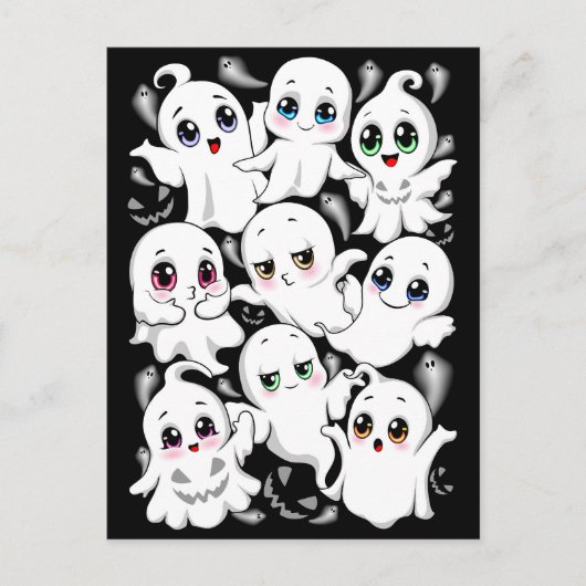 Cartes Pour Fêtes Annuelles Baby Ghosts Éffrayant mignon Halloween humeur (Devant)