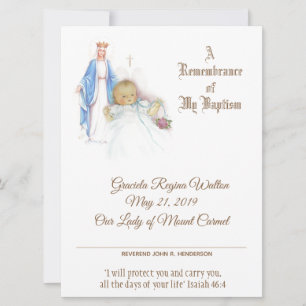 Cartes Pour Fêtes Annuelles Baby Girl Baptism Christening Mary Certificat