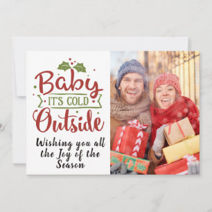 Cartes Pour Fêtes Annuelles Baby It's Cold/Christmas Quote/Carte à 2 faces/Rou