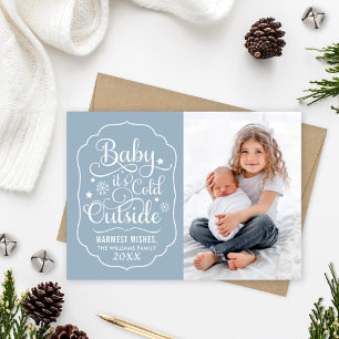 Cartes Pour Fêtes Annuelles Baby Its Cold Outside Dusty Blue