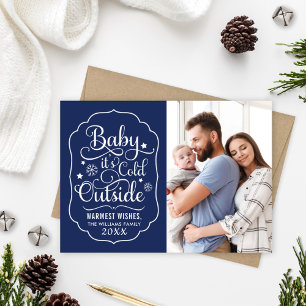 Cartes Pour Fêtes Annuelles Baby Its Cold Outside Navy Blue Photo