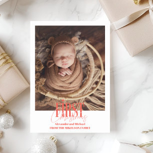 Cartes Pour Fêtes Annuelles Baby moderne photo personnalisée de Noël
