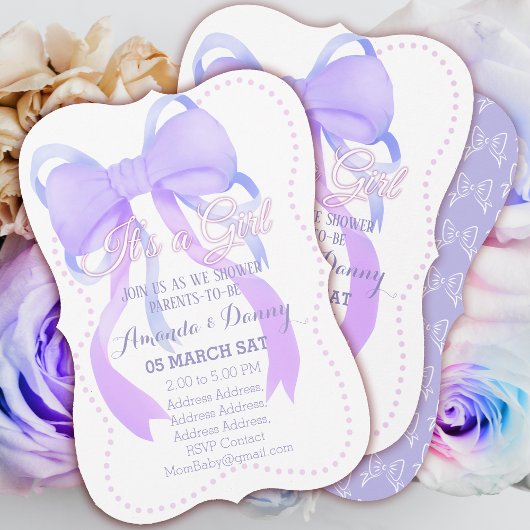 Cartes Pour Fêtes Annuelles Baby shower de ruban violet