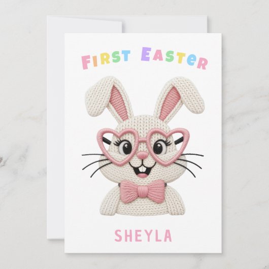 Cartes Pour Fêtes Annuelles Baby's First Easter Bunny Heart Glasses (Devant)