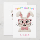 Cartes Pour Fêtes Annuelles Baby's First Easter Bunny Heart Glasses (Devant / Derrière)