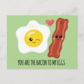 Cartes Pour Fêtes Annuelles Bacon et oeufs Kawaii Funny Valentines Days (Devant)