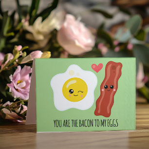 Cartes Pour Fêtes Annuelles Bacon et Œufs Kawaii Saint-Valentin Drôle