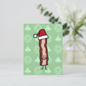 Cartes Pour Fêtes Annuelles Bacon porte un chapeau de Père Noël (Debout devant)