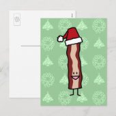 Cartes Pour Fêtes Annuelles Bacon porte un chapeau de Père Noël (Devant / Derrière)
