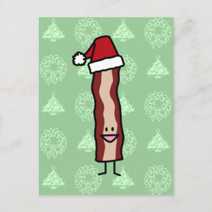 Cartes Pour Fêtes Annuelles Bacon porte un chapeau de Père Noël