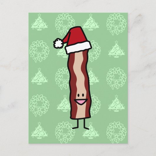 Cartes Pour Fêtes Annuelles Bacon porte un chapeau de Père Noël (Devant)