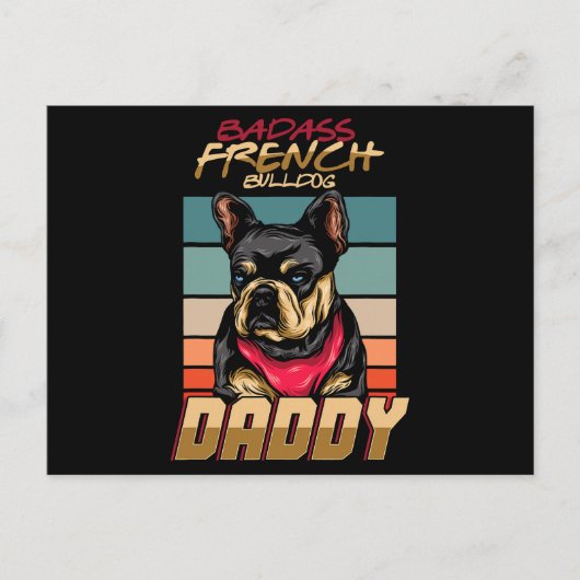 Cartes Pour Fêtes Annuelles Badass French Buldog Daddy (Devant)