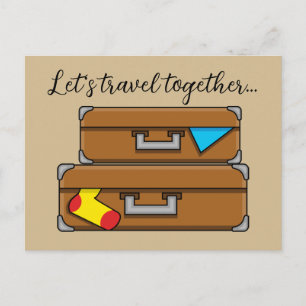 Cartes Pour Fêtes Annuelles Bagages de dessin Ajouter votre texte