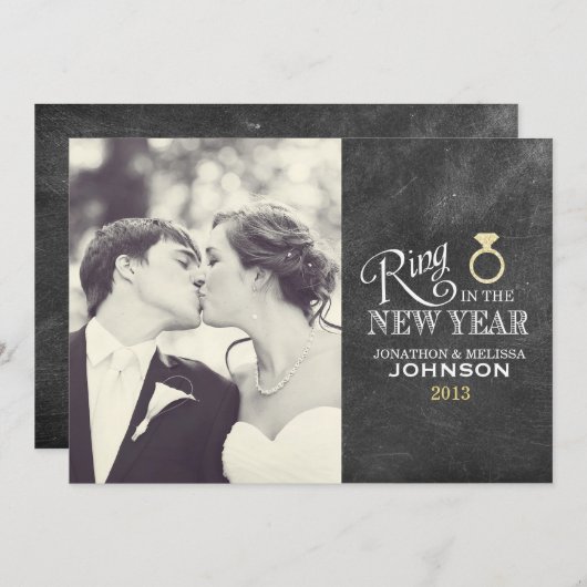 Cartes Pour Fêtes Annuelles Bague du Nouvel An | Bague or (Devant / Derrière)