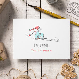 Cartes Pour Fêtes Annuelles Bah Humbug Elfe Grognon Mignon Illustré à la Main