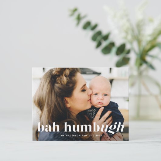 Cartes Pour Fêtes Annuelles Bah Humbug Ugh Marine Drôle de Photo (Debout devant)